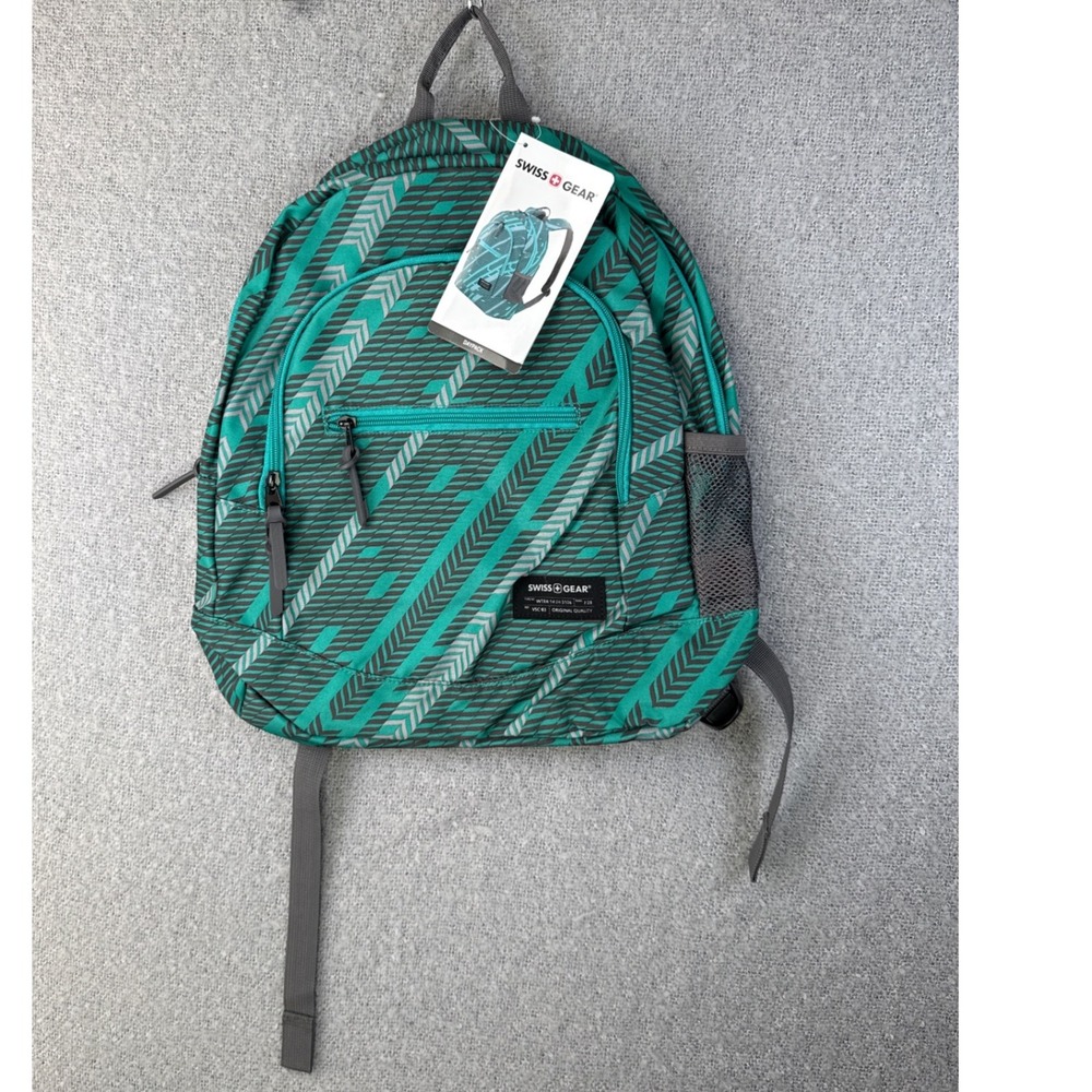 NWT Swiss Gear Backpack Green Geometric Pattern Daypack School‎ Bag Laptop 2821